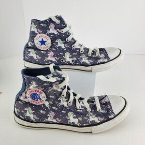 Converse Chuck Taylor All Star Hi Junior Kids Unicorn Navy Blue Sneakers Size 5